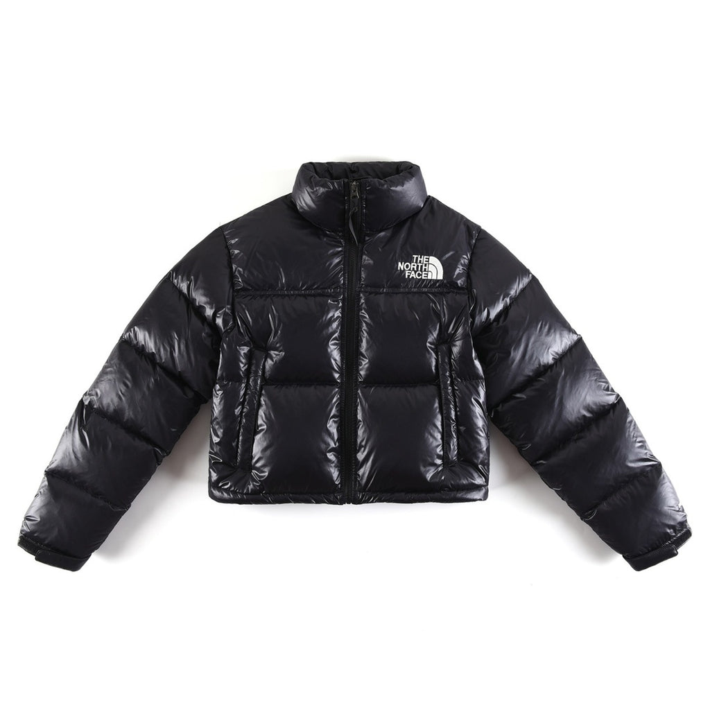 The North Face Glossy Cropped Puffer Jacket in Black