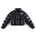 The North Face Glossy Cropped Puffer Jacket in Black