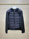 Moncler Hooded Down Jacket with Sweater Sleeves - Black