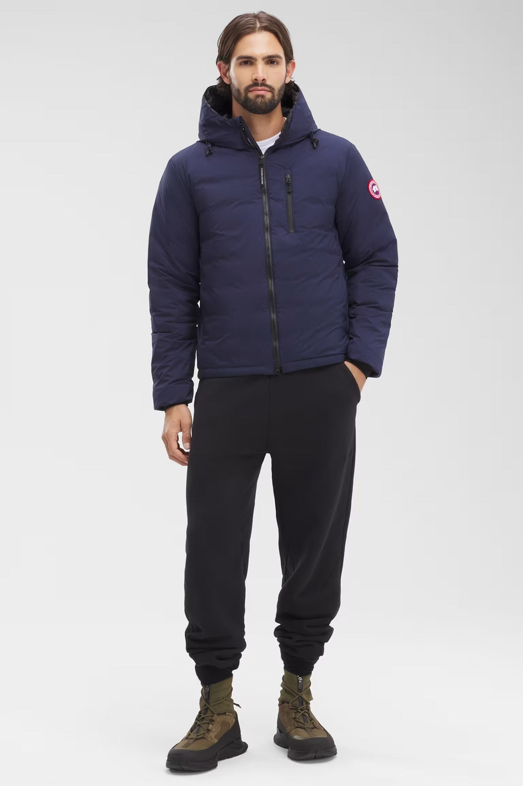 Canada Goose Hooded Quilted Jacket in Navy Blue