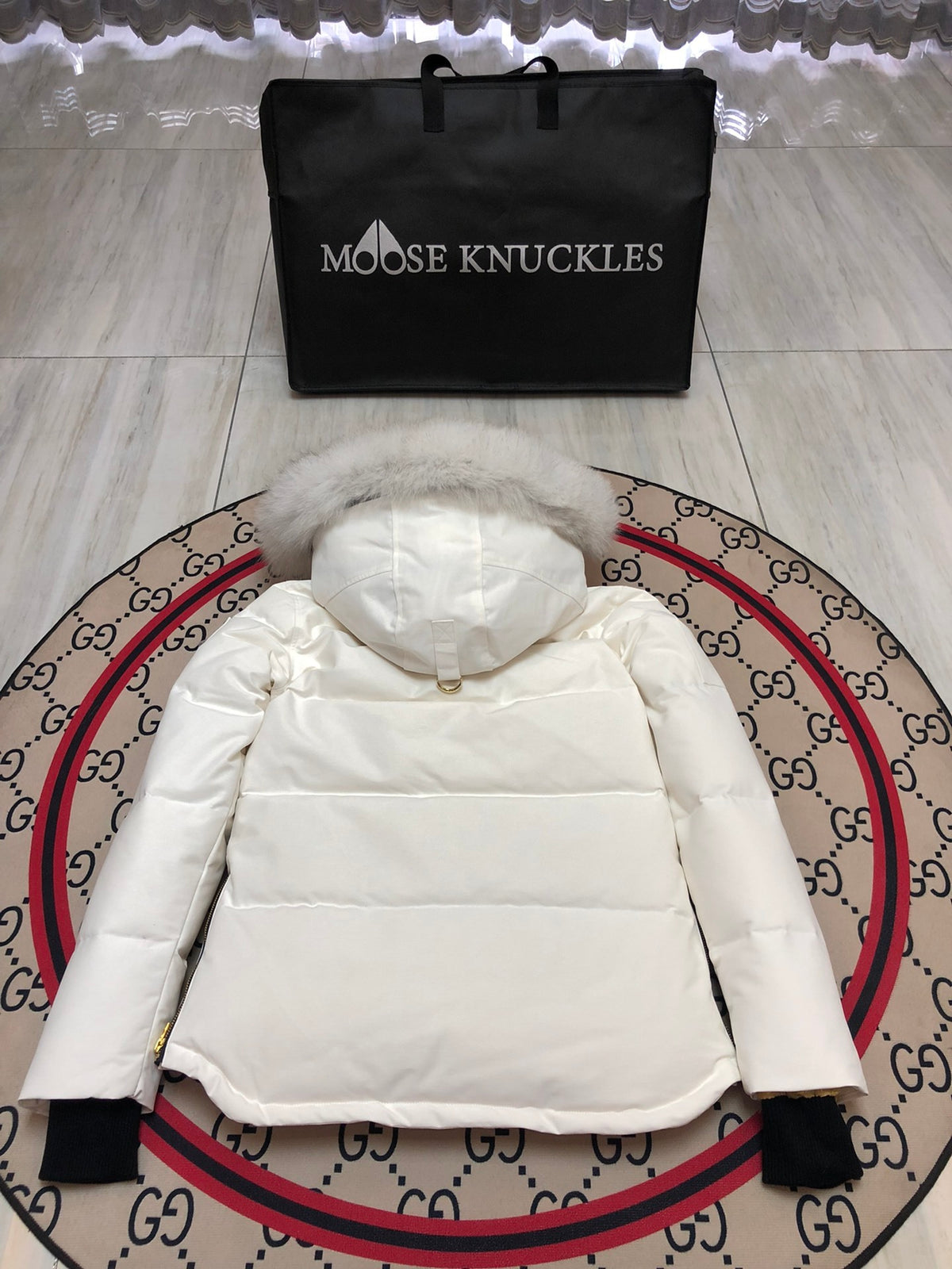Moose Knuckles Women's Hooded Puffer Jacket in White