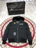 Moose Knuckles Unisex Multi-Patch Hooded Bomber Jacket - Black