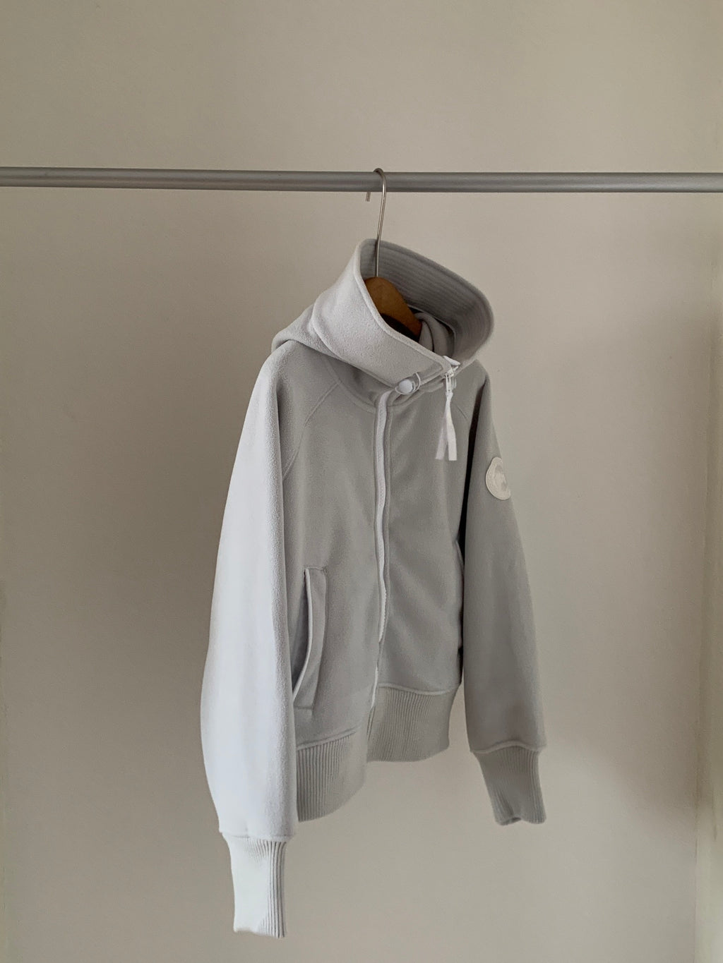 Canada Goose Zip-Up Fleece Hoodie in Light Grey