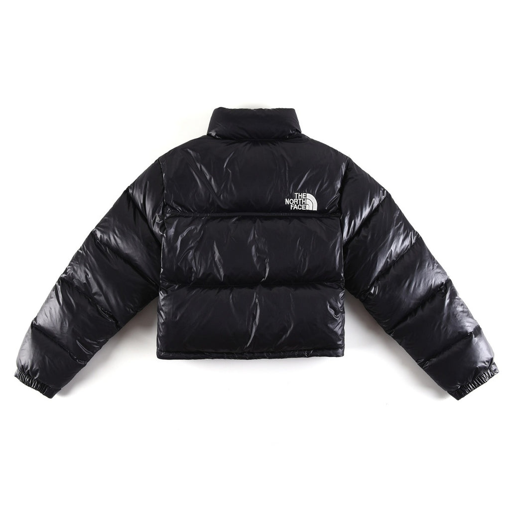 The North Face Glossy Cropped Puffer Jacket in Black