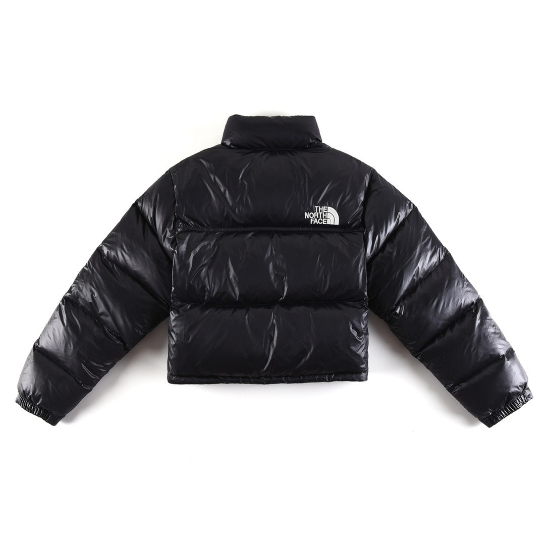The North Face Glossy Cropped Puffer Jacket in Black
