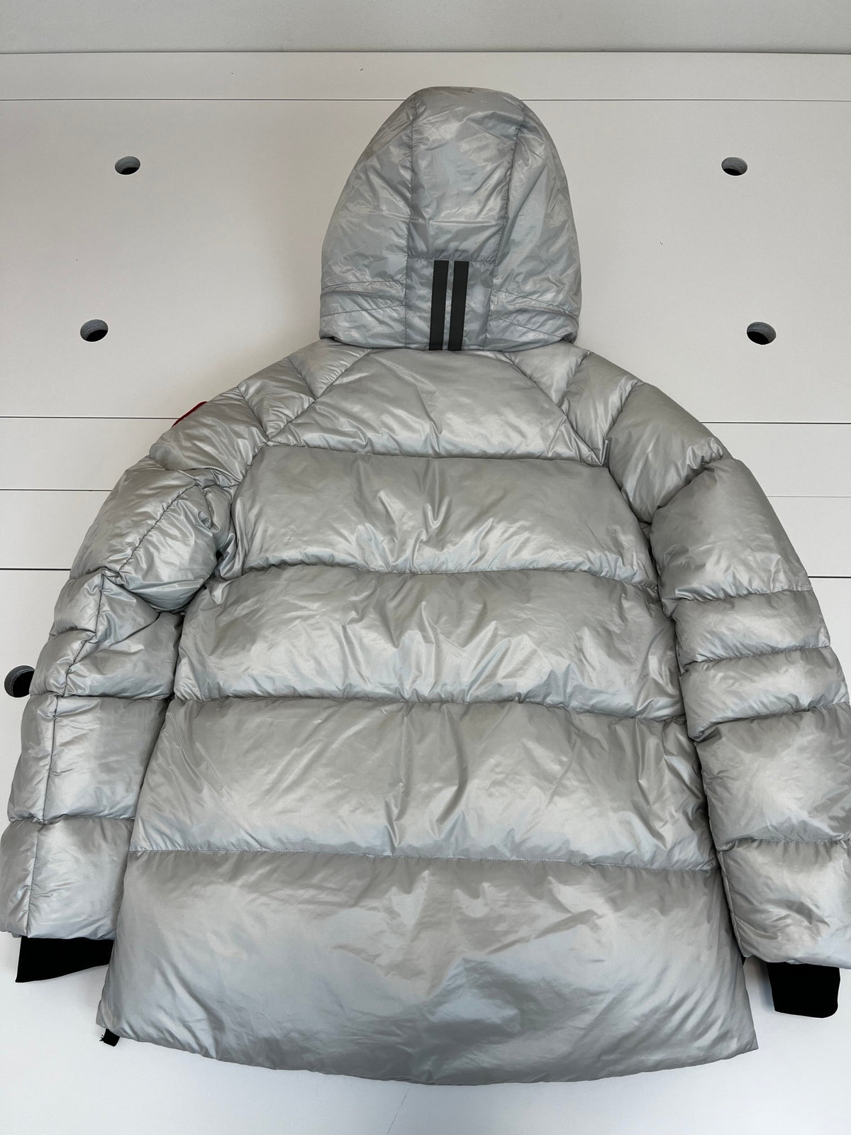 Canada Goose Women's Hooded Puffer Jacket in Silver Grey