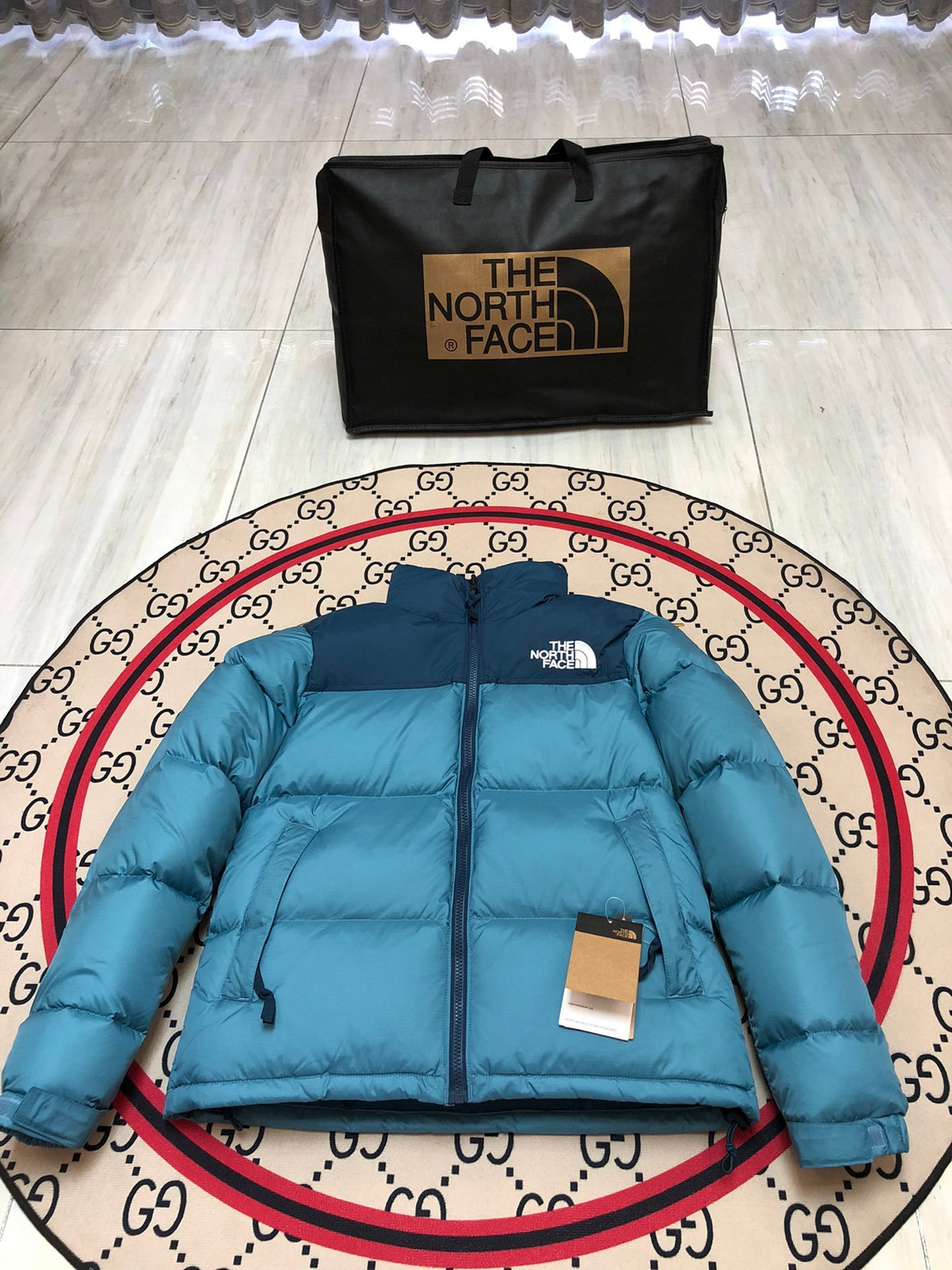 The North Face 1996 Puffer Down Jacket - Teal Blue & Navy