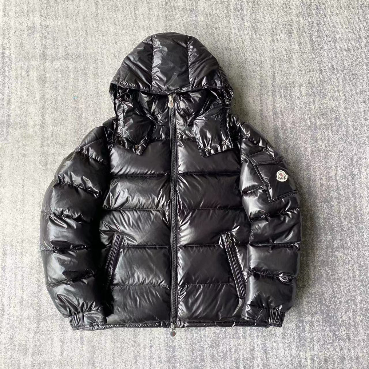 Moncler Maya Hooded Puffer Jacket - Glossy Black