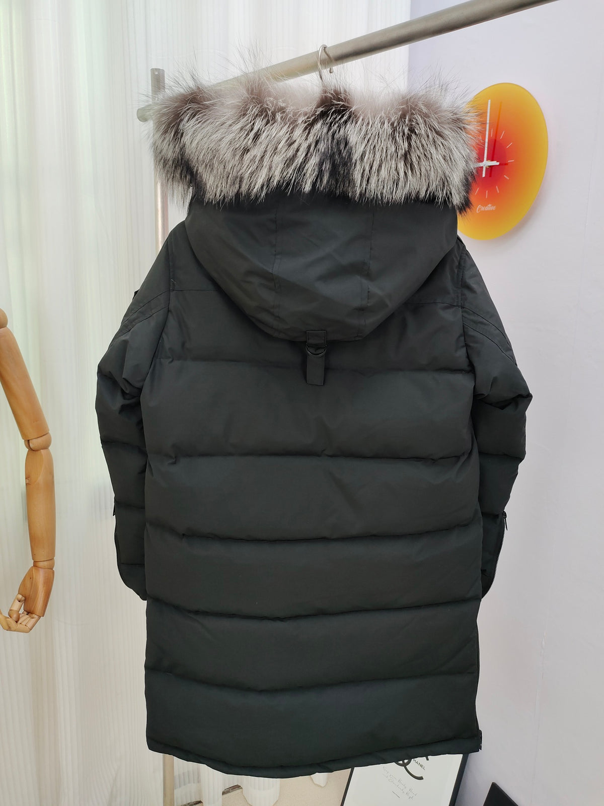 Moose Knuckles Women's Long Down Parka with Fur-Trim Hood - Black