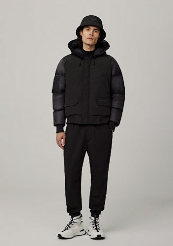 Canada Goose Hooded Jacket with Quilted Sleeves in Black