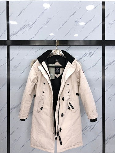 Canada Goose Long Hooded Parka in Cream