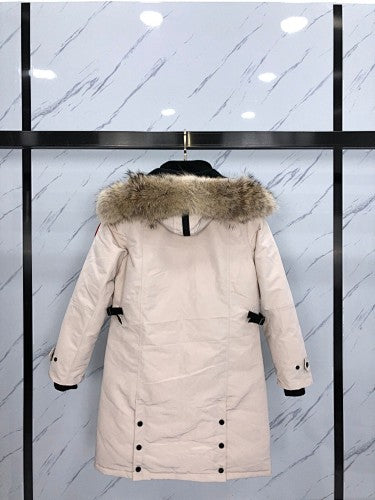 Canada Goose Long Hooded Parka in Cream