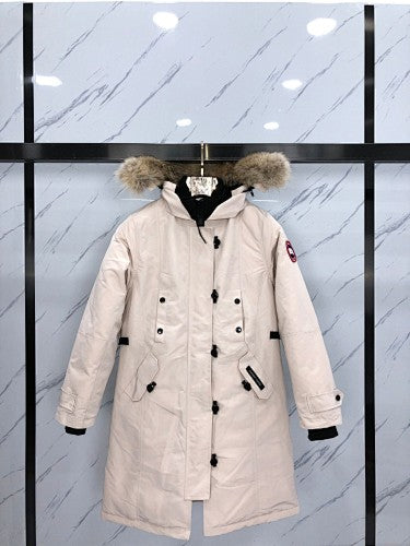 Canada Goose Long Hooded Parka in Cream