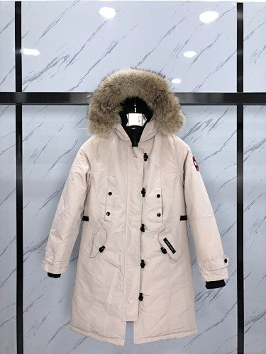 Canada Goose Long Hooded Parka in Cream