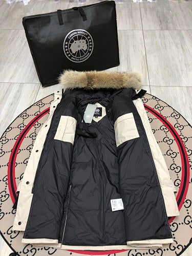 Canada Goose Women's Long Quilted Hooded Parka in Cream