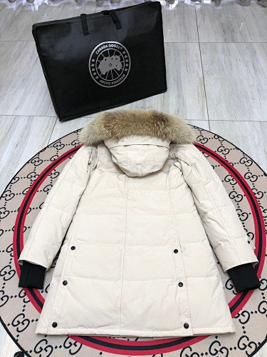 Canada Goose Women's Long Quilted Hooded Parka in Cream