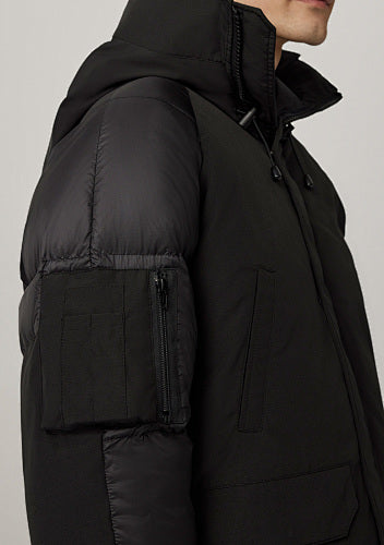 Canada Goose Hooded Jacket with Quilted Sleeves in Black