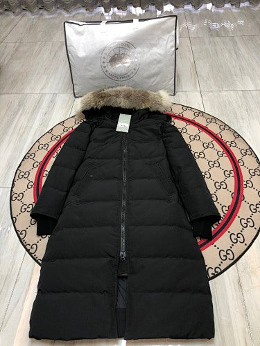 Canada Goose Women's Long Quilted Hooded Coat in Black