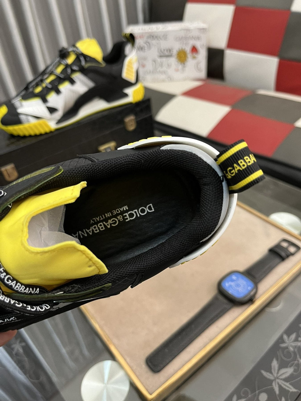 Dolce & Gabbana Black, White & Yellow Chunky Sneakers