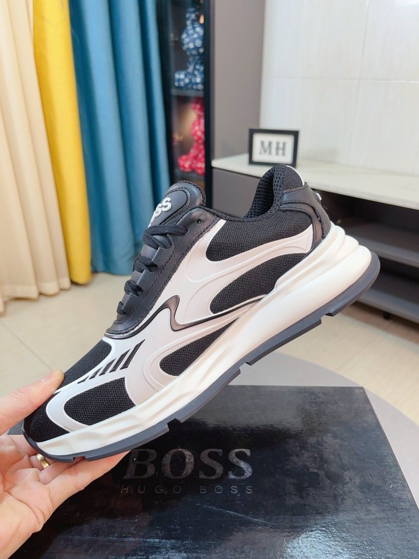 BOSS Men's Mesh Panel Athletic Sneakers